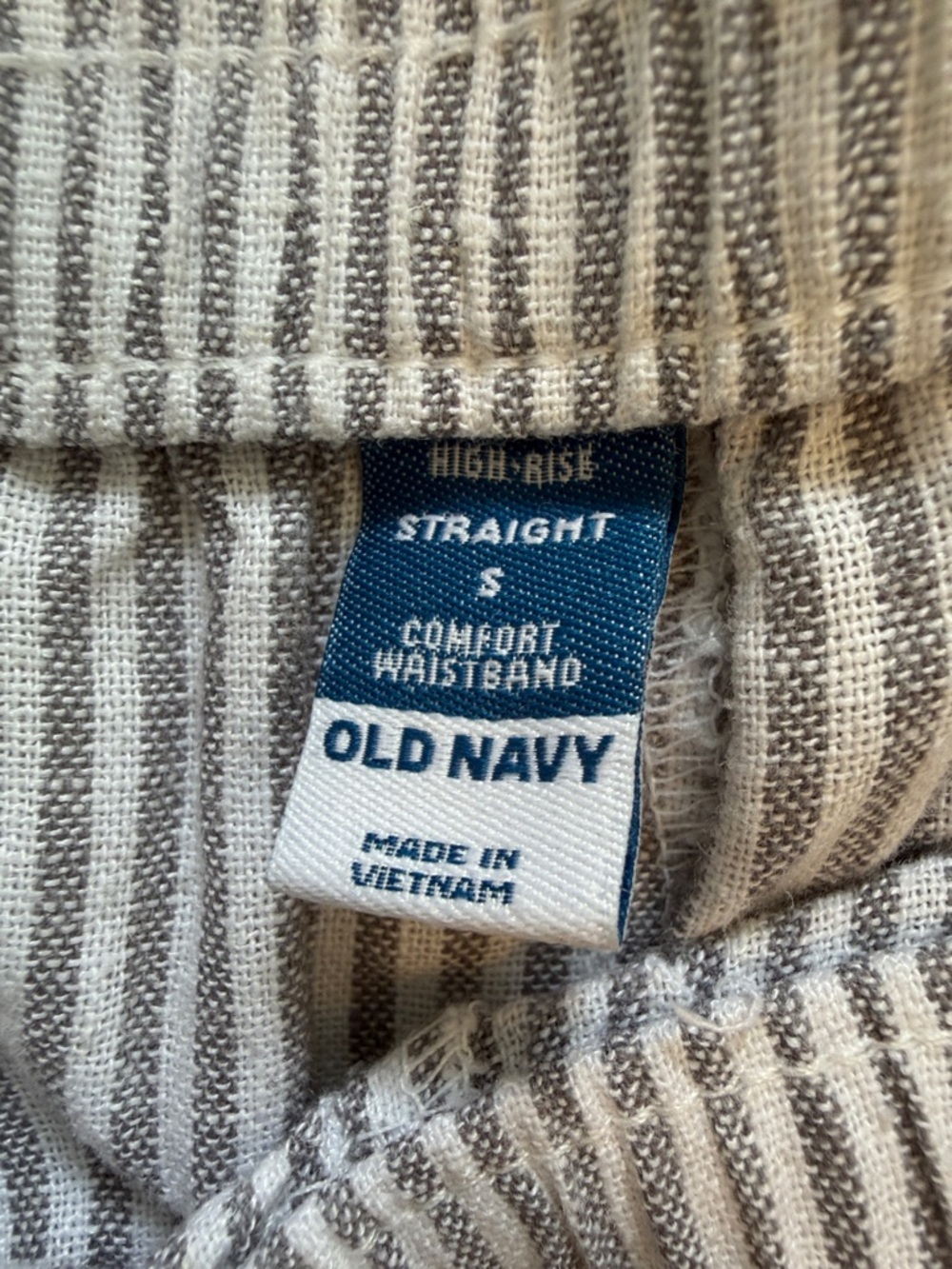 Old Navy High-Waisted Linen-Blend Straight Ankle Pants - Light Gray Stripe - Picture 3 of 5